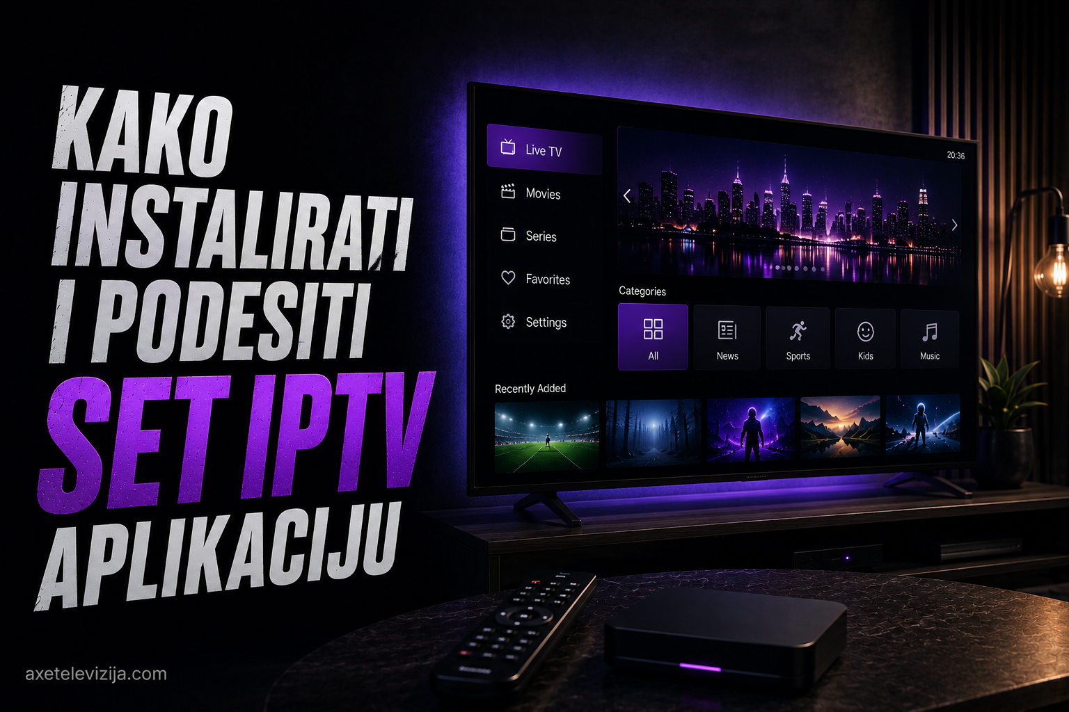 Set IPTV aplikacija sa unosom MAC adrese na Android TV ekranu