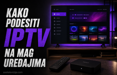 MAG set-top box povezan HDMI kablom na televizor sa prikazanim portal ekranom