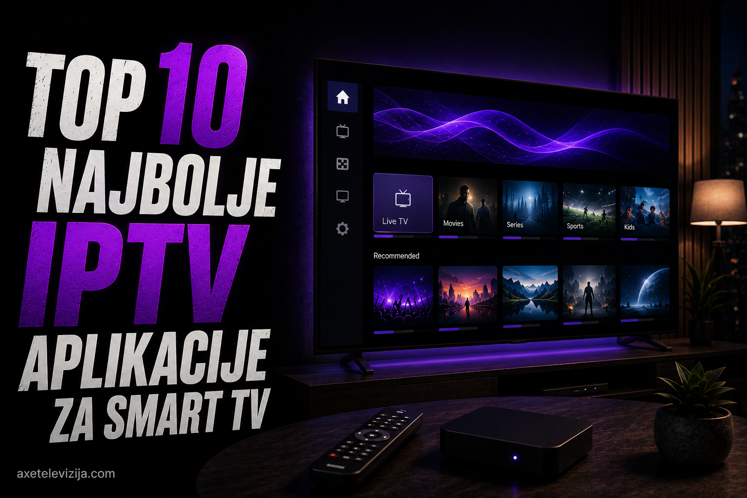 Deset ikonica IPTV aplikacija poredanih jedna pored druge na Smart TV meniju