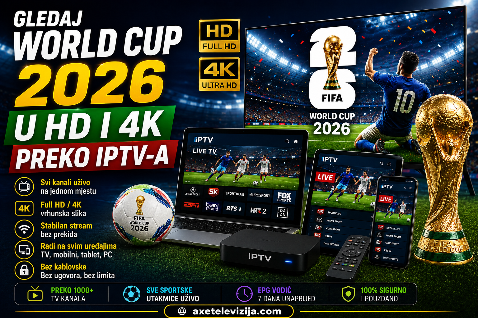 Gledaj World Cup 2026 u HD i 4K