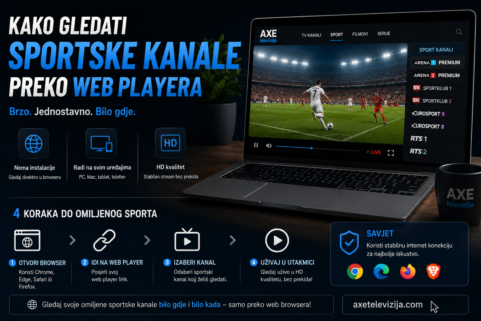 Kako gledati sportske kanale preko web playera