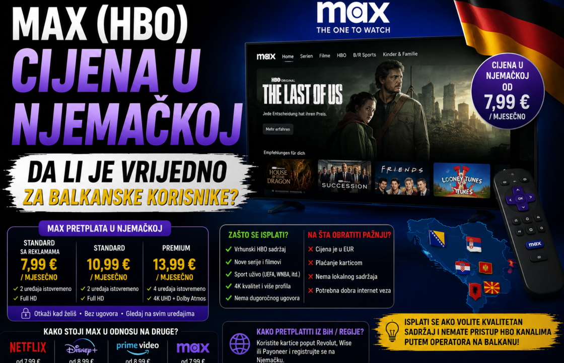 Max (HBO) cijena u Njemačkoj - da li je vrijedno za balkanske korisnike